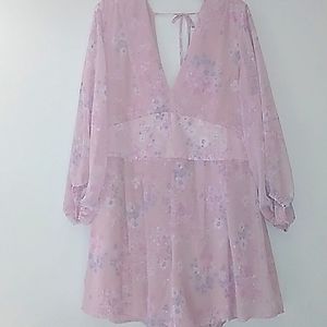 Mi Ami pink floral Romper by Francesca's XL NWOT